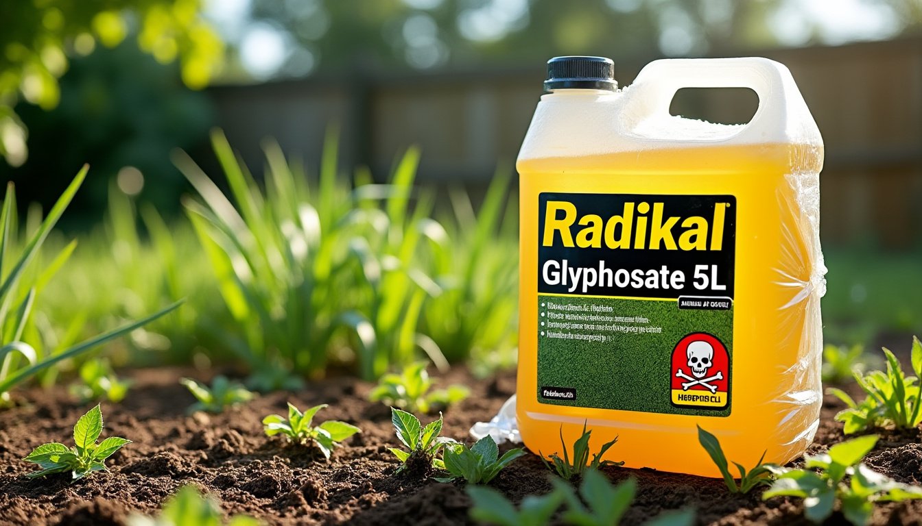 découvrez radikal glyphosate 5l, la solution efficace venue d'espagne pour éradiquer les mauvaises herbes de votre jardin. sa formule puissante garantit des résultats rapides et durables pour un espace extérieur impeccable.
