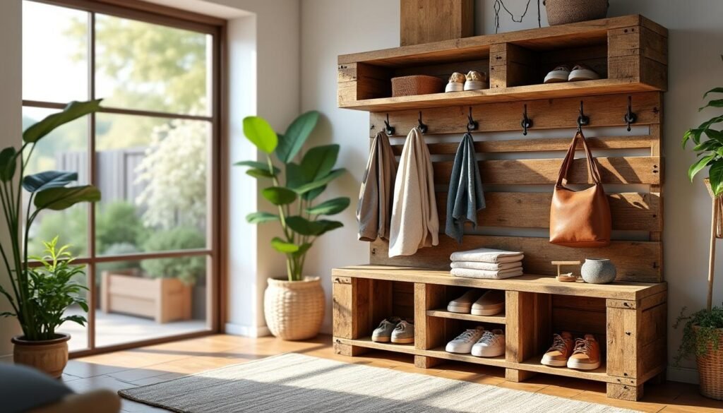 apprenez à fabriquer un rangement d’entrée unique et écologique en utilisant des palettes recyclées. un projet diy simple et économique pour organiser votre espace avec style.